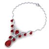 Image 3 : 36.14 ctw Ruby & VS Diamond Necklace 18K White Gold - REF-763H6M - SKU:38592