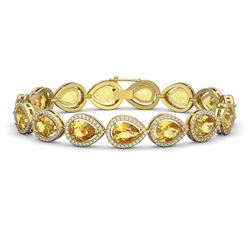 17.3 ctw Fancy Citrine & Diamond Halo Bracelet 10K Yellow Gold - REF-282H9M - SKU:41278