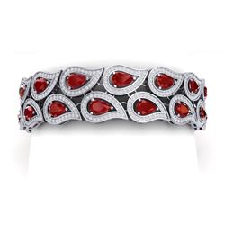20.1 ctw Ruby & VS Diamond Bracelet 18K White Gold - REF-818W2H - SKU:39483