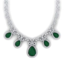 38.42 ctw Emerald & VS Diamond Necklace 18K White Gold - REF-1218H2M - SKU:39525