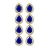 Image 1 : 16.01 ctw Sapphire & Diamond Halo Earrings 10K Yellow Gold - REF-180M2F - SKU:41290