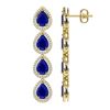 Image 2 : 16.01 ctw Sapphire & Diamond Halo Earrings 10K Yellow Gold - REF-180M2F - SKU:41290