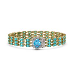 27.33 ctw Swiss Topaz & Diamond Bracelet 14K Yellow Gold - REF-176A2V - SKU:45856