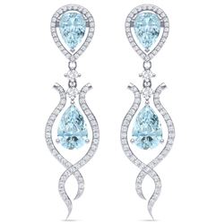 16.57 ctw Sky Topaz & VS Diamond Earrings 18K White Gold - REF-290V9Y - SKU:39519