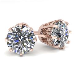 2.50 ctw VS/SI Diamond Stud Solitaire Earrings 18K Rose Gold - REF-745N5A - SKU:35693