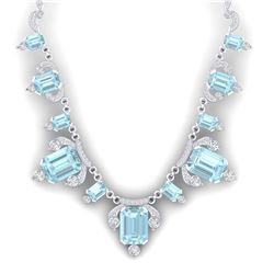 79.56 ctw Sky Topaz & VS Diamond Necklace 18K White Gold - REF-945M5F - SKU:38754