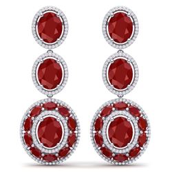 32.84 ctw Ruby & VS Diamond Earrings 18K White Gold - REF-490V9Y - SKU:39258