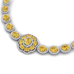 51.37 ctw Canary Citrine & VS Diamond Necklace 18K White Gold - REF-1045X5R - SKU:39234