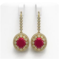 17.22 ctw Ruby & Diamond Earrings 14K Yellow Gold - REF-378N5A - SKU:43768