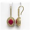 Image 2 : 17.22 ctw Ruby & Diamond Earrings 14K Yellow Gold - REF-378N5A - SKU:43768