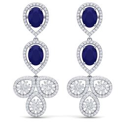 9.75 ctw Sapphire & VS Diamond Earrings 18K White Gold - REF-290K9W - SKU:39084