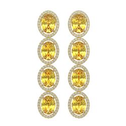 12.62 ctw Fancy Citrine & Diamond Halo Earrings 10K Yellow Gold - REF-141V8Y - SKU:40789