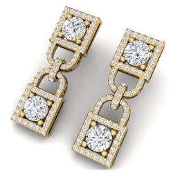 4 ctw SI/I Diamond Halo Earrings 18K Yellow Gold - REF-292M5F - SKU:40159
