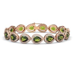 19.7 ctw Tourmaline & Diamond Halo Bracelet 10K Rose Gold - REF-361H3M - SKU:41256