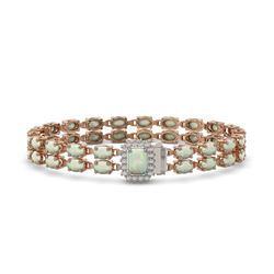 16.06 ctw Opal & Diamond Bracelet 14K Rose Gold - REF-239N6A - SKU:45780