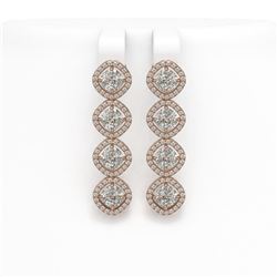 5.85 ctw Cushion Diamond Earrings 18K Rose Gold - REF-817X6R - SKU:42864