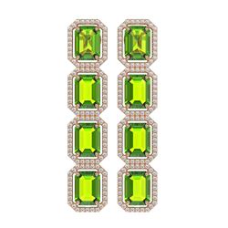 17.81 ctw Peridot & Diamond Halo Earrings 10K Rose Gold - REF-220A7V - SKU:41598