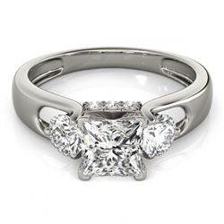 1.60 ctw VS/SI Princess Cut Diamond 3 Stone Ring 18K White Gold - REF-350W2H - SKU:28035