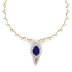 23.43 ctw Sapphire & VS Diamond Necklace 18K Yellow Gold - REF-836M4F - SKU:39503