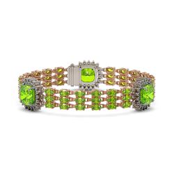 38.11 ctw Peridot & Diamond Bracelet 14K Rose Gold - REF-418Y2X - SKU:45336