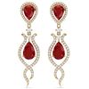 Image 1 : 16.57 ctw Ruby & VS Diamond Earrings 18K Yellow Gold - REF-345Y5X - SKU:39515
