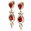 Image 2 : 16.57 ctw Ruby & VS Diamond Earrings 18K Yellow Gold - REF-345Y5X - SKU:39515