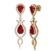 Image 3 : 16.57 ctw Ruby & VS Diamond Earrings 18K Yellow Gold - REF-345Y5X - SKU:39515
