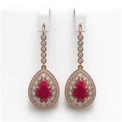 10.15 ctw Ruby & Diamond Earrings 14K Rose Gold - REF-279N3A - SKU:43149