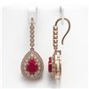 Image 2 : 10.15 ctw Ruby & Diamond Earrings 14K Rose Gold - REF-279N3A - SKU:43149