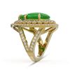Image 3 : 10.83 ctw Jade & Diamond Ring 14K Yellow Gold - REF-235H5M - SKU:46181