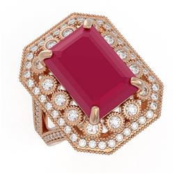 11.98 ctw Ruby & Diamond Ring 14K Rose Gold - REF-258M7F - SKU:43512
