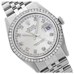 Rolex Ladies Stainless Steel, Diamond Dial & Diamond Bezel, Sapphire Crystal - REF-434Y6X