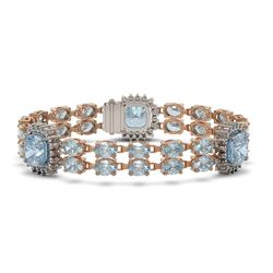 29.27 ctw Aquamarine & Diamond Bracelet 14K Rose Gold - REF-436Y2X - SKU:44877