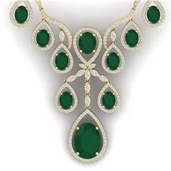 37.66 ctw Emerald & VS Diamond Necklace 18K Yellow Gold - REF-963M6F - SKU:38558