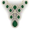 Image 1 : 37.66 ctw Emerald & VS Diamond Necklace 18K Yellow Gold - REF-963M6F - SKU:38558