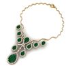 Image 3 : 37.66 ctw Emerald & VS Diamond Necklace 18K Yellow Gold - REF-963M6F - SKU:38558
