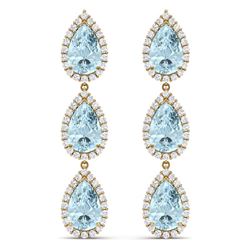 27.3 ctw Sky Topaz & VS Diamond Earrings 18K Yellow Gold - REF-290K9W - SKU:38852