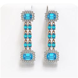 11.04 ctw Swiss Topaz & Diamond Earrings 14K Rose Gold - REF-194F2N - SKU:45228