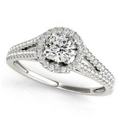 1.30 ctw VS/SI Diamond Halo Ring 18K White Gold - REF-284V3Y - SKU:26646