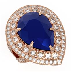 16.29 ctw Sapphire & Diamond Ring 14K Rose Gold - REF-302N2A - SKU:43287