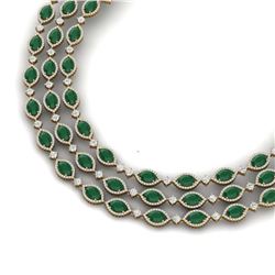 85.81 ctw Emerald & VS Diamond Necklace 18K Yellow Gold - REF-1727H3M - SKU:38942