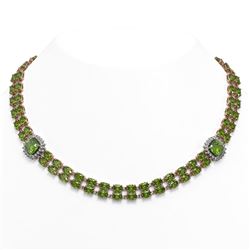 66.37 ctw Tourmaline & Diamond Necklace 14K Rose Gold - REF-895H3M - SKU:44817