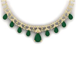 56.94 ctw Emerald & VS Diamond Necklace 18K Yellow Gold - REF-1236K4W - SKU:38702