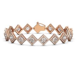 13.5 ctw Princess Diamond Bracelet 18K Rose Gold - REF-1881M3F - SKU:42852