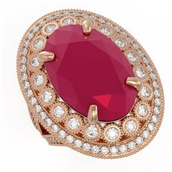 18.3 ctw Ruby & Diamond Ring 14K Rose Gold - REF-339K5W - SKU:43878