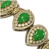 Image 3 : 46.44 ctw Jade & Diamond Bracelet 14K Yellow Gold - REF-1309A6V - SKU:46175