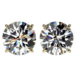 4 ctw H-I Diamond Solitaire Stud Earrings 10K Yellow Gold - REF-1237R5K - SKU:33133