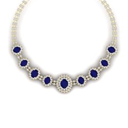 45.69 ctw Sapphire & VS Diamond Necklace 18K Yellow Gold - REF-1581R8K - SKU:38798