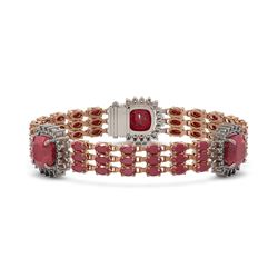 39.16 ctw Ruby & Diamond Bracelet 14K Rose Gold - REF-436X4R - SKU:45312