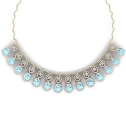 55.35 ctw Sky Topaz & VS Diamond Necklace 18K Yellow Gold - REF-927H3M - SKU:39074